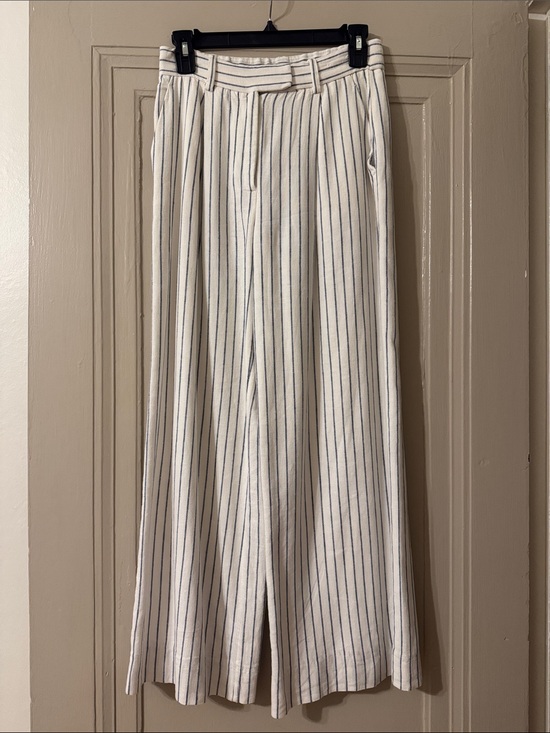 Abercrombie & Fitch Pants - Abercrombie & Fitch White Wide-Leg Pinstripe Trousers